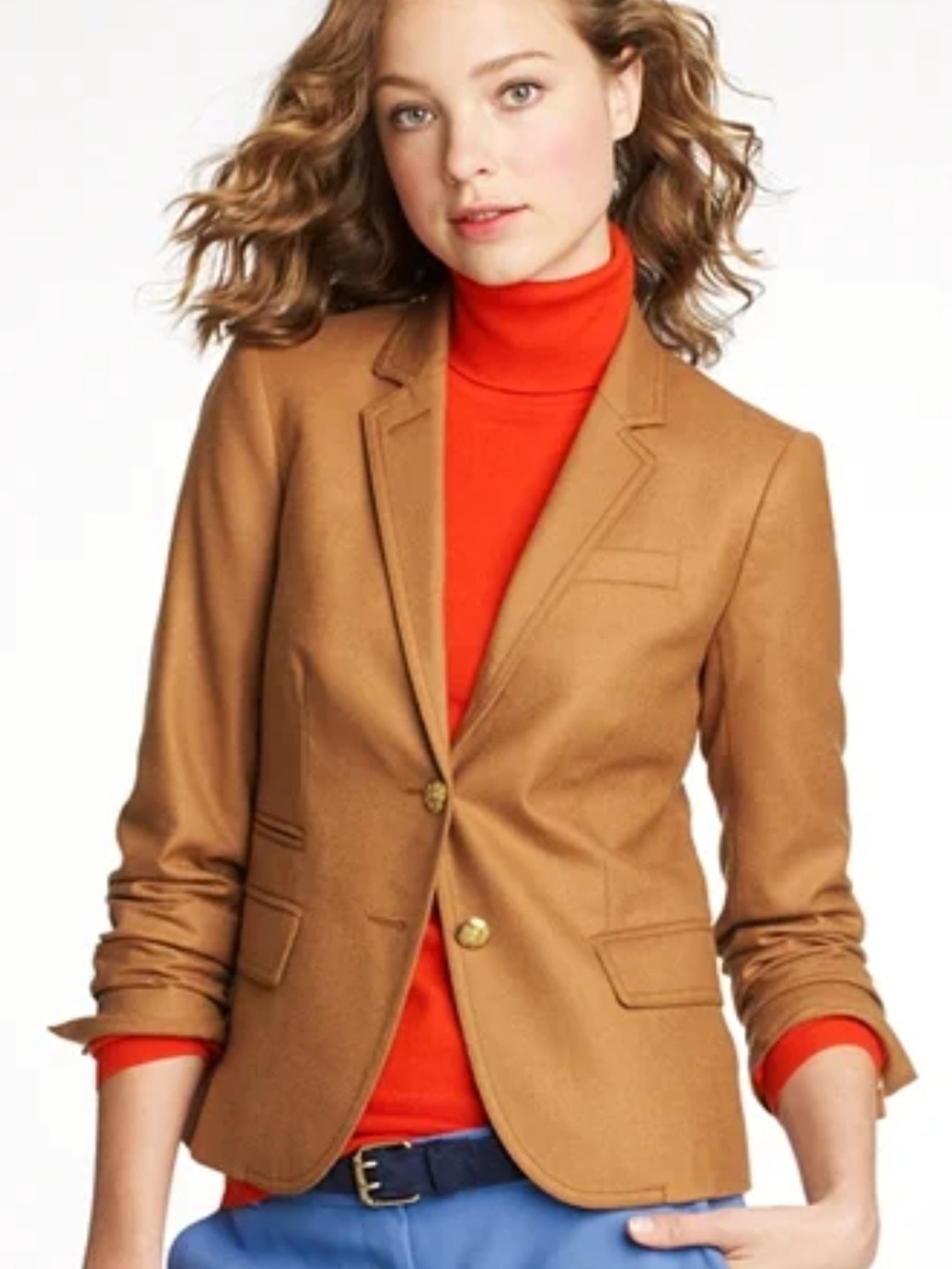 J. Crew Schoolboy Wool Camel Tailored Blazer in Warm Tan